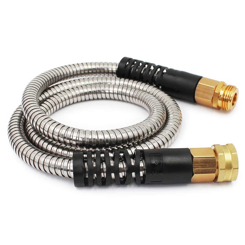 Cesun Metal Garden, Short Connector, Water Lead-in Hose Extension, Extremely Flexible, for Hose Reel/RV/Dehumidifier, Lightweight/Durable/Drinking Water Safe SS Female to Male, 5FT - Image 1